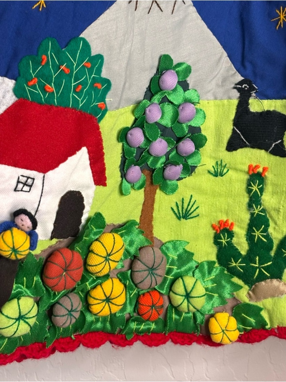 Novica Peru Arpillera 3D Christmas Nativity Tree Skirt Peruvian Nativity 43” - Picture 9 of 13